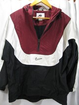 Vtg Nike Pullover 1/2 Zip Coat Jacket Swoosh Front Pocket Kid Lg 12-14 Hood - £30.56 GBP