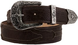 Mens Dark Brown Grain Leather Overlay Western Rodeo Cowboy Belt Size 40, 42 - £23.97 GBP