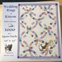 Wedding Rings &amp; Kittens Quilt 1000 Piece Jigsaw Puzzle 20&quot; x 27&quot; Read - £7.53 GBP