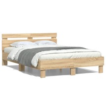 Bed Frame with Headboard and LED Sonoma Oak 120x200 cm - £111.38 GBP