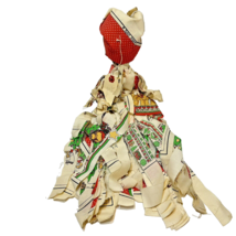 Rare Primitive Vintage Handmade Dolly Duster Rag Doll Multi Fabric Strips 20&quot; - £15.92 GBP