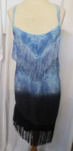 Free People Fringe Lace Blue Ombre Dress  Size 8 Boho Festival Strappy Mini - £23.97 GBP