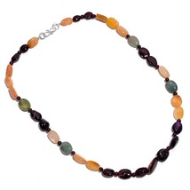 Natural Multi Aventurine Garnet Gemstone Mix Shape Beads Necklace 17&quot; UB-6069 - £8.59 GBP