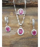 Ruby Natural Jewelry Set July Birthstone Unheated Untreated beautiful color - £145.57 GBP