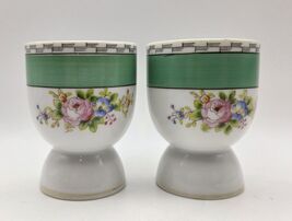 Noritake Floral Handpainted Egg Cups Pair Set of 2  Gold Trim Vintage Pi... - $14.50