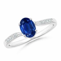 ANGARA Solitaire Oval Blue Sapphire Bypass Ring with Pave Diamonds - £1,398.34 GBP