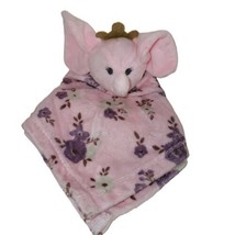 Manhattan Kids Babe Luxe Lovey Pink Elephant Security Blanket Crown Flowers 14&quot; - £14.69 GBP