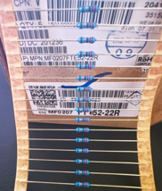 100Pcs MF0207FTE52-22R YAGEO Metal Film Axial Resistor 1% 22Ohm 0.6W - $4.95