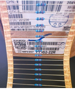 100Pcs MF0207FTE52-22R YAGEO Metal Film Axial Resistor 1% 22Ohm 0.6W - $90.95 MXN