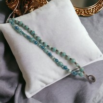 Teal Double Layered Glass Bead Bracelet Mixed Metal Fashion Jewelry Costume - £18.52 GBP