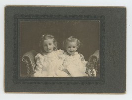 Antique Circa 1900s 4.25x3 in Cabinet Card Two Adorable Girls Possibly Sisters - £7.43 GBP