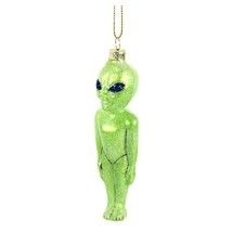 MARTIAN ORNAMENT 4.5&quot; Glass Green Alien Outer Space Age UFO Christmas Tr... - €15,59 EUR