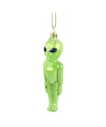 MARTIAN ORNAMENT 4.5&quot; Glass Green Alien Outer Space Age UFO Christmas Tr... - $17.95