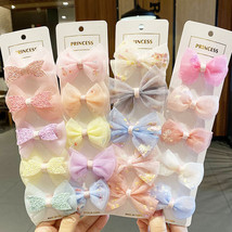 5 pcs/set Mesh Bow Hair Clips for Baby &amp; Kids Princess Flower Gift Accessories  - £4.67 GBP