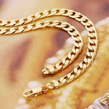 NEW 14 K Gold Plated Solid Figaro Chain Necklace~24&quot;~Includes Gift Bag~Unisex - £16.17 GBP