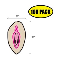 100 Pack 4.5&quot; X 2.5&quot; Vagina Clipart Pussy Sticker Decal Humor Funny Gift VG0068 - £61.89 GBP