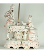Victorian Porcelain Table Lamp Marked Capodimonte Woman w/Piano &amp; Man w/... - $16,388.09 MXN