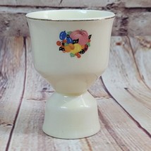 Vintage Doublesided Egg Cup Unmarked Fruit and Vegetable Pattern 4&quot; Tall - £4.85 GBP