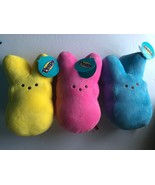 NEW Peeps Yellow Pink &amp; Blue Bunny 10&#39;&#39; Plushies - $46.62 CAD
