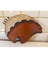Native American Pottery Bear Hanging Clay Orange Handmade Southwest Signed - $44.55