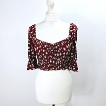 Urban Outfitters - NEW - Rapunzel Printed Square Neck Top - Burgundy - Small - £12.14 GBP