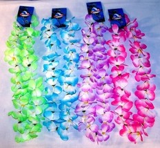 6 Two Tone Asst Color Hawaiian Flower Leis Luau Lei Party Hwaii Lays New Lay - £7.32 GBP