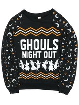 Womens Black Ghouls Night Out Light Up Halloween Sweatshirt Sweat Shirt L 11-13 - £14.28 GBP