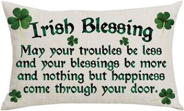 Wenianru Word Quote Irish Blessing Clover Happy St Patrick&#39;S Day Spring Home - £31.14 GBP