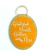 Wall Decor Grateful Hearts Gather Here Orange Oval Wooden Sign Home Deco... - $7.99