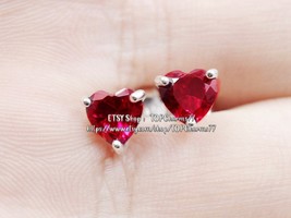 2023  Valentine&#39;s day Release S925 Sterling Silver Red Heart Stud Earrings - £13.18 GBP