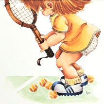 70s Little Girl Sports Wall Art Print Child Tennis Star 11x 14 inch Lith... - £3.96 GBP