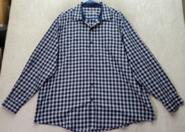 Tasso Elba Dress Shirt Mens Size 2XL Navy Plaid Long Sleeve Collared Button Down - £14.52 GBP