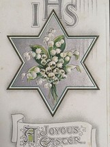 A Joyous Easter IHS Silver Embossed Star Antique Birn Brothers Postcard 1910 - £6.13 GBP