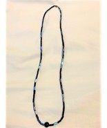 Vintage Black &amp; Blue Beaded Necklace - $67.01 CAD