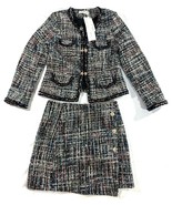 Ming Yue Shi Size L Tweed Skirt Suit Set Multicolor Bouclé Jacket &amp; Skir... - $54.75 CAD
