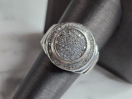 Mens Vintage Estate Sterling Silver CZ Ring 10.3g E7347 - £59.53 GBP