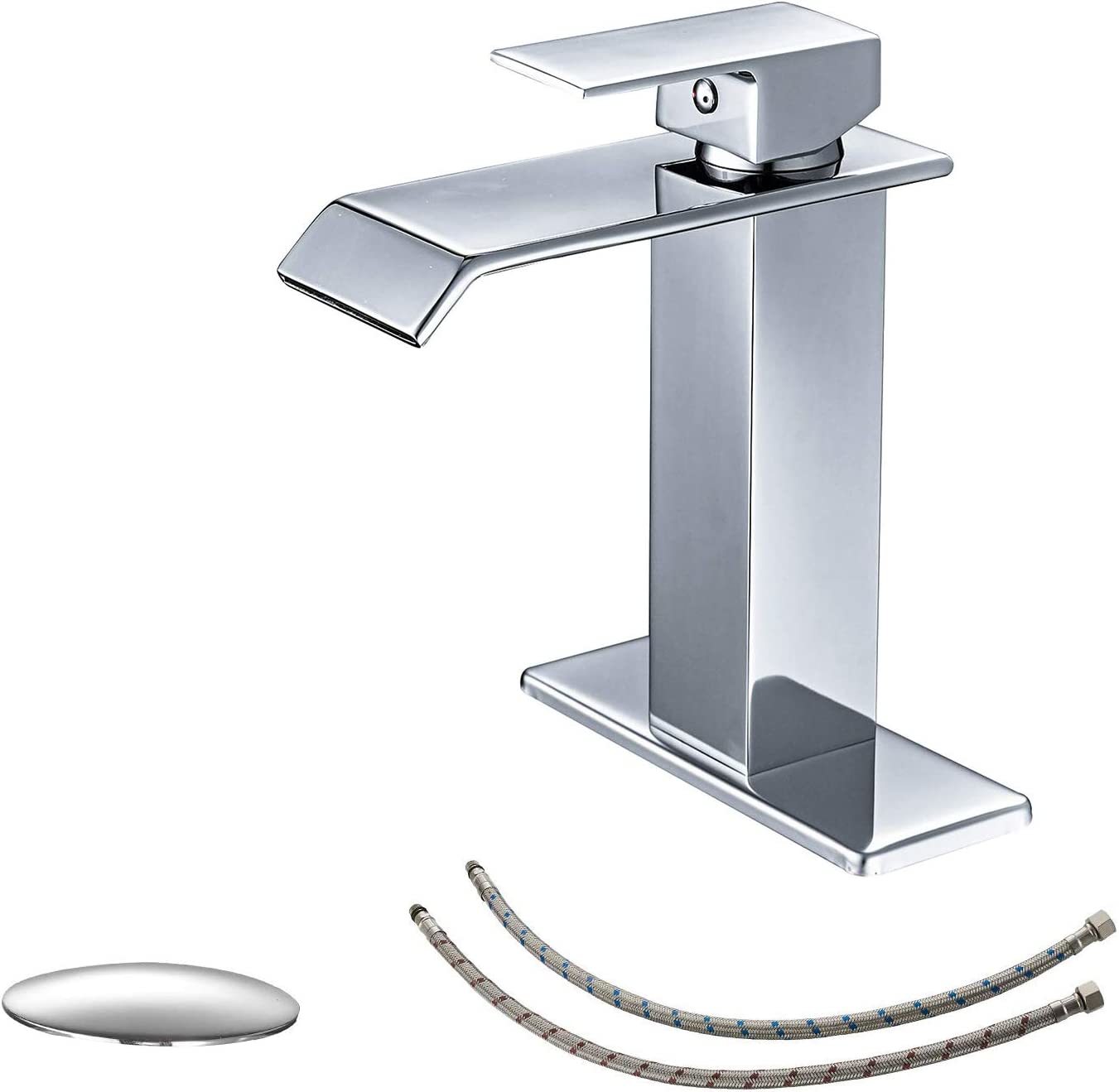 Bwe Bathroom Faucet Chrome Modern Waterfall With Pop Up Drain For Sink 1... - $40.99