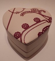 Pandora Leather Heart-Shaped Jewelry Box Case Two-Tiered Travel Natural and Red - £18.15 GBP