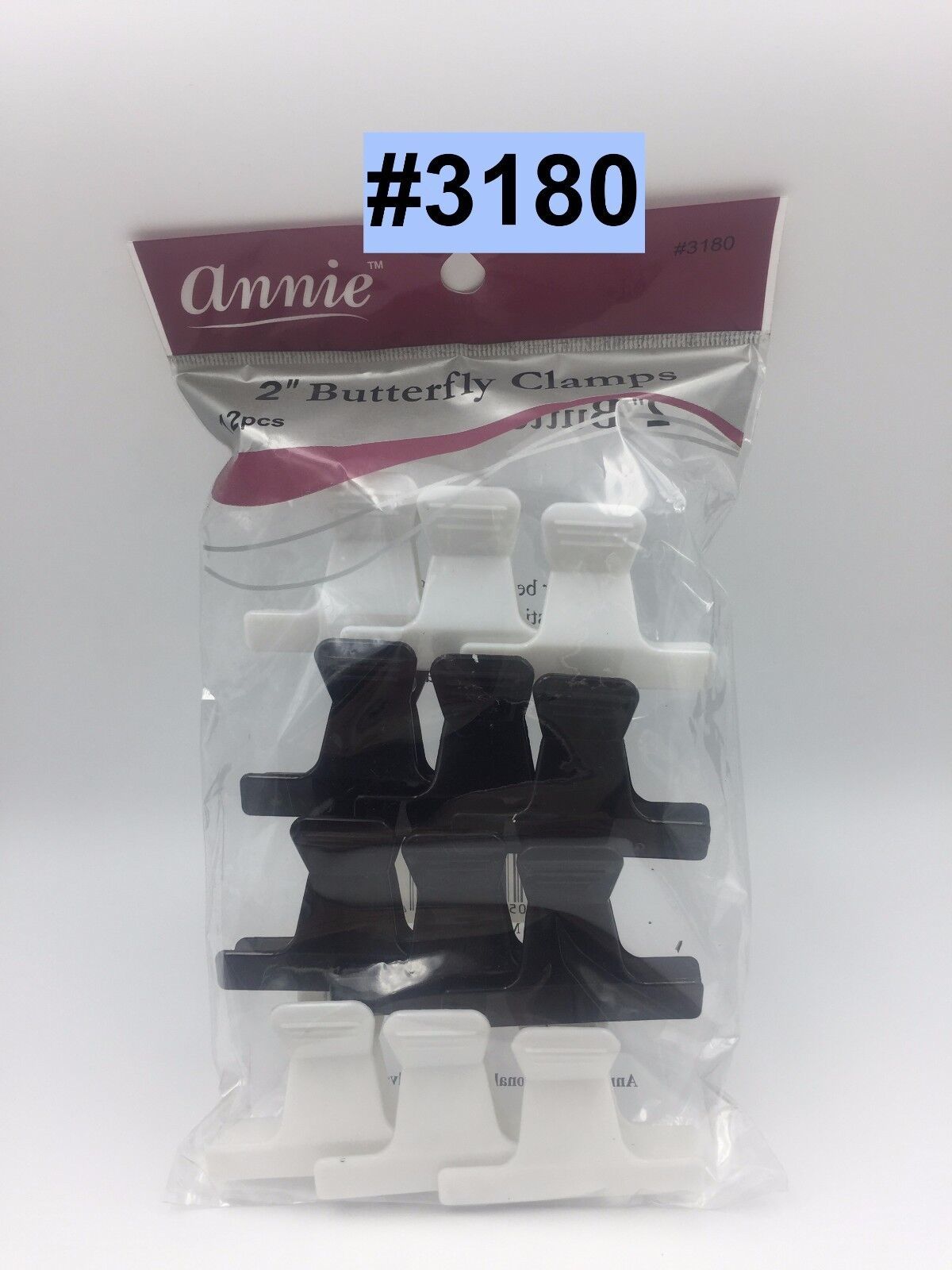 ANNIE 2&quot; BUTTERFLY CLAMPS CLIPS PINS HAIR ACCESSORIES BLACK &amp; WHITE 12 P... - $2.39