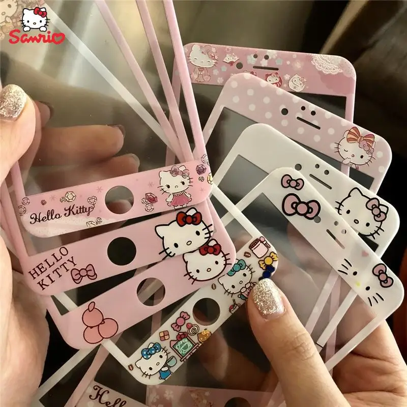 Kawaii Sanrio Anime Hello Kitty Cartoon Screen Tempered Glass Film Girl Heart - £9.64 GBP