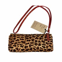 RETRO CLEVER CARRIAGE CO.  Leopard print haircalf clutch purse w/ red st... - $87.32