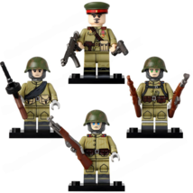 4pcs WW2 Soviet Union Infantry Commander Soldiers Minifigures Building Toys - $16.99