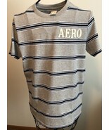 Aeropostale Logo Tee Shirt ~ Gray with Blue &amp; White Stripes ~ Men&#39;s Size... - $42.10 CAD
