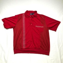 Vintage John Blair Polo Da Uomo XL Rosso Ricamato Nero a Righe con Colletto - £22.06 GBP