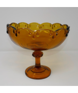 Indiana Glass Company 1970s MCM Amber Teardrop Garland Footed Compote Bowl - $445.17 MXN