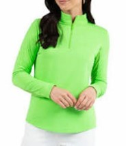 NWT Ladies IBKUL Lime Green Long Sleeve Mock Golf Shirt - S &amp; L - £60.20 GBP