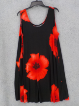 Jostar Slinky Tank Dress 3XL Black W Red Hibiscus Sleeveless Poly Spandex Knit - $39.99