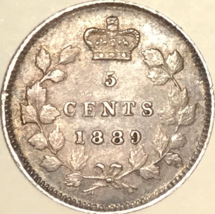 1889 Canada Silver 5 Cents Coin - £109.25 GBP