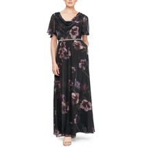 SLNY Womens Petite 10P Deep Navy Floral Belted Cowl Neck Maxi Dress NWT ... - $58.79