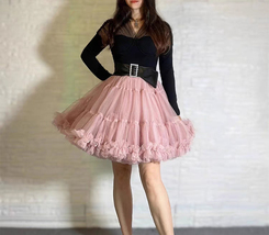 A-line BLUSH PINK Ruffle Tulle Tutu Skirt Women Plus Size Holiday Tulle Skirts image 1